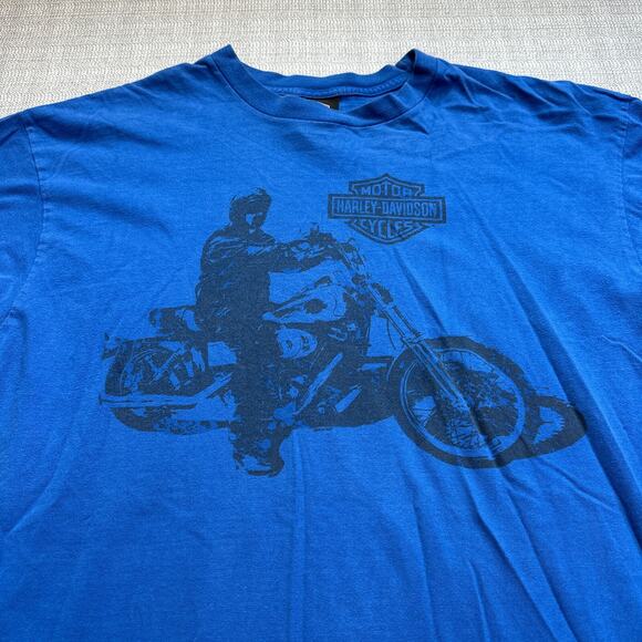 Harley Davidson Shirt Mens XXL Blue Techno HD of Hong Kong Tee Motorcycle Biker - Picture 3 of 10